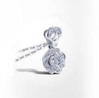 Genuine Moissanite Gemstone Necklace - GRA Certificate Gemstone Jewelry Round Cut Rose FlowerJewelry #792