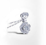 Genuine Moissanite Gemstone Necklace - GRA Certificate Gemstone Jewelry Round Cut Rose FlowerJewelry #792
