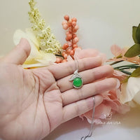 Green Jade Necklace Gemstone Mermaid Pendant White Gold plated Sterling Silver Fish Tail Natural Genuine Green Jade Jewelry #963