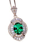 Emerald Necklace - Rose gold 18kgp @ Sterling Silver - Oval Cut Store exclusive Design - Green Emerald Pendant - May Birthstone 1069