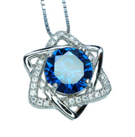 2 CT Blue Sapphire Necklace - Gemstone David Star Necklace - September Birthstone - Dainty Blue Sapphire Pendant #445