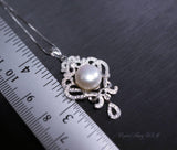 Bridal Genuine Pearl Necklace - 18KGP @ Sterling Silver - Natural Freshwater Gemstone Tassel White Pearl Pendant Jewelry #706