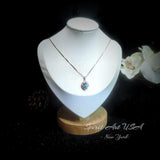 Bloom-style Blue Topaz Necklace, Rose Gold Overlay, Sterling Silver, Artistic Tiny Pendant #191