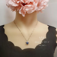 2 CT Blue Sapphire Necklace - Gemstone David Star Necklace - September Birthstone - Dainty Blue Sapphire Pendant #445