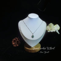 Tiny Emerald Necklace - 18kgp @ Sterling Silver - Mini Green Emerald Pendant - Gemstone Flower Style - May Birthstone #197