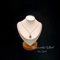 Double Halo Gemstone Rose Gold Emerald Necklace Sterling Silver Flower of Life 1 ct Green Gemstone Pendant Dainty Emerald Pendant #370
