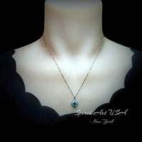 Tiny Emerald Necklace - 18kgp @ Sterling Silver - Mini Green Emerald Pendant - Gemstone Flower Style - May Birthstone #197