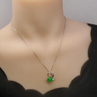 Green Jade Necklace - Sterling Silver Gemstone Butterfly Pendant 18KGP Jade Jewelry #450