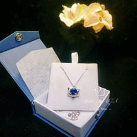 2 CT Blue Sapphire Necklace - Gemstone David Star Necklace - September Birthstone - Dainty Blue Sapphire Pendant #445
