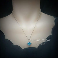 Gemstone Style Blue Aquamarine Necklace - 6.5 CT Square Princess Cut Aquamarine Pendant - 18KGP @ Sterling Silver - March Birthstone #588