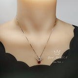 Gemstone Deer Antler Garnet Necklace - Sterling Silver 8mm Round Cut 2 Ct Garnet Pendant - January Birthstone #341