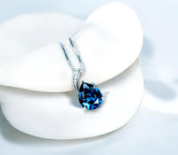 Teardrop Blue Sapphire Necklace - Solitaire Pear Cut 3.5CT - 18KGP @ Sterling Silver - Simple Large Blue Sapphire Pendant #687