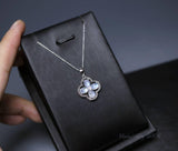 Dainty Flash Moonstone Necklace - Sterling Silver Four Leaf Clover Pendant Natural Moonstone Jewelry #423