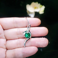 2 CT Round Emerald Necklace Sterling Silver Bow Swirl Infinity Green Emerald Pendant Green Gemstone Jewelry May Birthstone #509