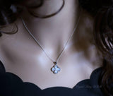 Dainty Flash Moonstone Necklace - Sterling Silver Four Leaf Clover Pendant Natural Moonstone Jewelry #423