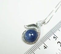 Dainty Natural Blue Kyanite Necklace - Sterling Silver Mermaid Pendant Throat Chakra Healing