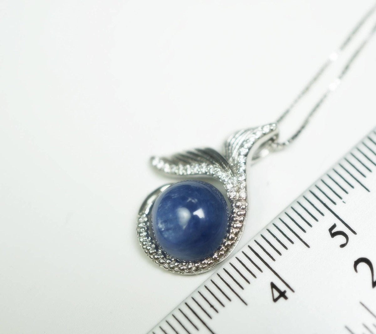 Dainty Natural Blue Kyanite Necklace - Sterling Silver Mermaid Pendant Throat Chakra Healing