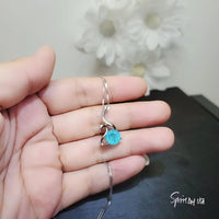Blue Paraiba Necklace - Sterling Silver 2 CT Round Swan Pendant - 18KGP - Blue Paraiba Tourmaline - Solitaire Minimalist Swan Necklace #160