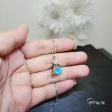 Blue Paraiba Necklace - Sterling Silver 2 CT Round Swan Pendant - 18KGP - Blue Paraiba Tourmaline - Solitaire Minimalist Swan Necklace #160