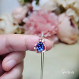 Rose Gold Blue Sapphire Necklace Sterling Silver Flower Petal 2 CT Blue Sapphire Pendant #166