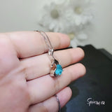 Blue Paraiba Necklace - Sterling Silver 2 CT Round Swan Pendant - 18KGP - Blue Paraiba Tourmaline - Solitaire Minimalist Swan Necklace #160