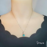 Blue Paraiba Necklace - Sterling Silver 2 CT Round Swan Pendant - 18KGP - Blue Paraiba Tourmaline - Solitaire Minimalist Swan Necklace #160