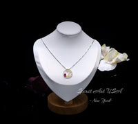 Unique Style Tiny Ruby Necklace - 18kGP Sterling Silver Artistic Poetic Ruby Pendant #292