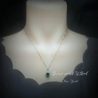 Double Halo Emerald Necklace - Green Emerald Pendant - 18kgp @ Sterling Silver - May Birthstone - Emerald Jewelry #593