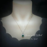 Double Halo Emerald Necklace - Green Emerald Pendant - 18kgp @ Sterling Silver - May Birthstone - Emerald Jewelry #593