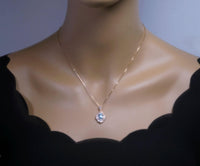 Aquamarine Necklace - 18KGP @ Sterling Silver - Blue Aquamarine Jewelry Rose gold Spiritual flower petal Pendant #500