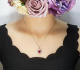 Large Ruby Necklace - Diamond Milky Way Spiral Pendant - 18KGP White Gold Sterling Silver - 3 CT Galaxy Vortexes Windmill Ruby Jewelry #1001
