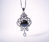 Large Freshwater Black Pearl Necklace - Full Full Sterling Silver High Quality Genuine Black Pearl Tassel Necklace 1024