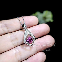 Dynamic Swing Pink Tourmaline Necklace - Round Cut 0.85 Ct - 18KGP @ Sterling Silver - Pink Tourmaline Pendant #175