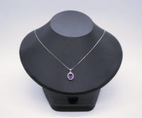 Sterling Silver Halo Natural Amethyst Necklace - Crown Chakra Healing Genuine Salitaire Oval Amethyst Pendant 1080