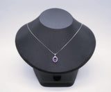 Sterling Silver Halo Natural Amethyst Necklace - Crown Chakra Healing Genuine Salitaire Oval Amethyst Pendant 1080