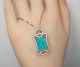 Large Paraiba Necklace - Sterling Silver Gemstone Square Royal Flower Pendant Blue Paraiba Tourmaline Pendant Jewelry #733