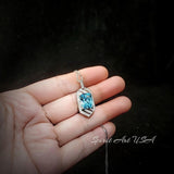 Aquamarine Necklace - Large Geometric Aquamarine Pendant - 18KGP @ Sterling Silver - Spacecraft Style 5 Ct Rectangle Aquamarine Jewelry #682
