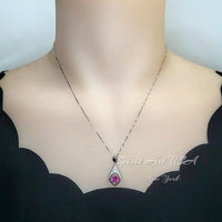 Dynamic Swing Pink Tourmaline Necklace - Round Cut 0.85 Ct - 18KGP @ Sterling Silver - Pink Tourmaline Pendant #175