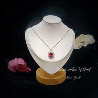 Luxury Radiant Red Ryby Necklace - Source Light Style - 18kgp @ Sterling Silver - Exclusive Design 2.8 CT Ruby Pendant #901