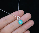 Sterling Silver Round Paraiba Necklace - 8 mm 2 CT Blue Gemstone Pendant Paraiba Tourmaline Necklace #009