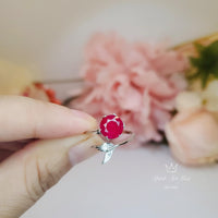 Ruby ring Sterling Silver Mermaid Ring - Adjustable Fish Tail Red Ruby Gemstone Ring 1061