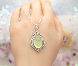 Large Prehnite Necklace - Sterling Silver Green Prehnite Jewelry 1031