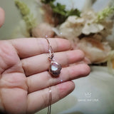 Opal Necklace - Rose Gold Gemstone Petal Flower Jewelry Sterling Silver Synthetic Opal Leaf Pendant Jewelry #207