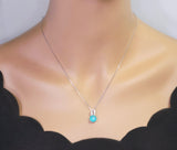 Sterling Silver Round Paraiba Necklace - 8 mm 2 CT Blue Gemstone Pendant Paraiba Tourmaline Necklace #009
