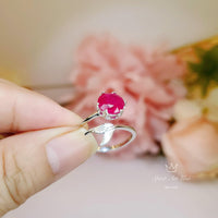 Ruby ring Sterling Silver Mermaid Ring - Adjustable Fish Tail Red Ruby Gemstone Ring 1061