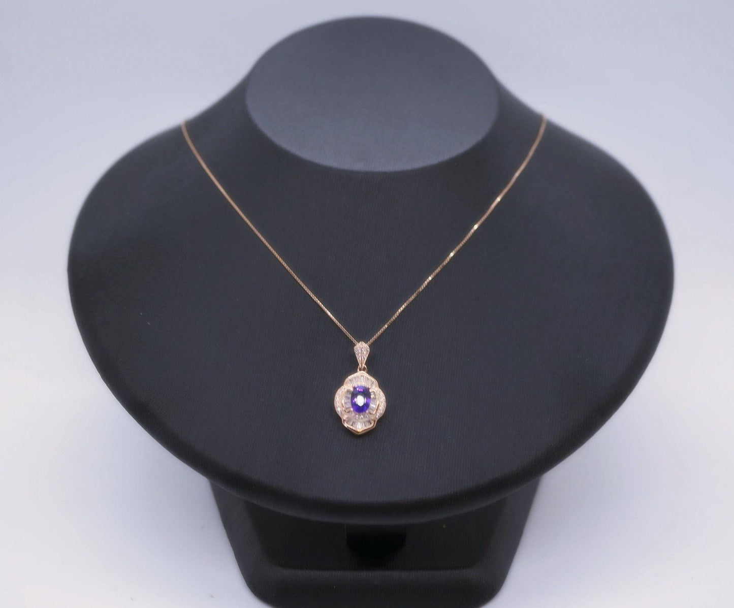 Amethyst Necklace - Rose Gold Sterling Silver - Lotus Amethyst Pendant - February Birthstone - Purple Gemstone Jewelry #615