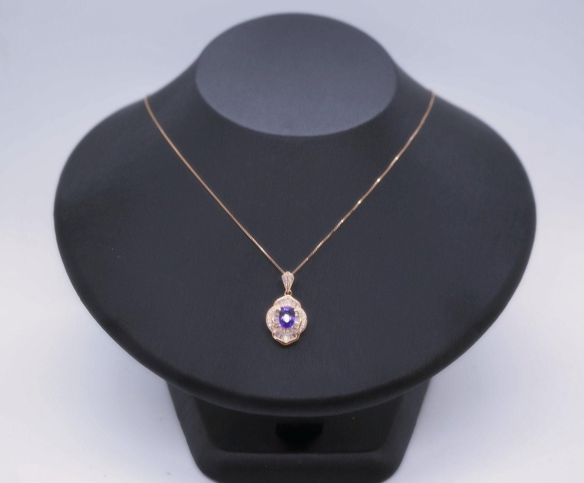 Amethyst Necklace - Rose Gold Sterling Silver - Lotus Amethyst Pendant - February Birthstone - Purple Gemstone Jewelry #615