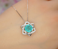 Paraiba Necklace - 18kgp @ Sterling Silver - Gemstone Star of Star Blue Paraiba Tourmaline Pendant #201