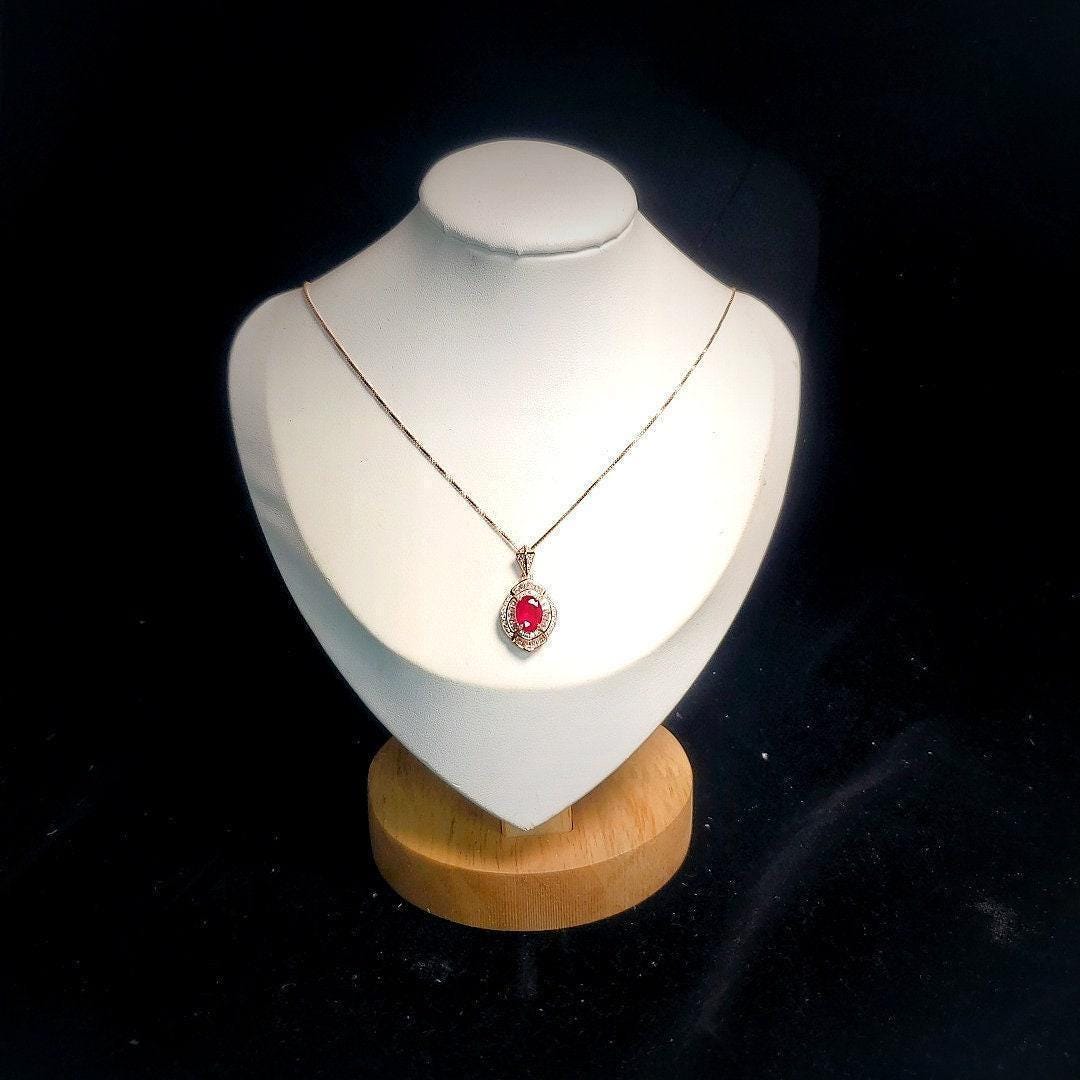 Ruby Necklace - Ruby Pendant - Rose gold @ Sterling Silver - July Birthstone - Chain #414