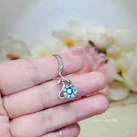 8mm 2 CT Aquamarine Necklace - 18KGP Sterling Silver - Swan Pendant - Solitaire Aquamarine - Simple Aquamarine Jewelry #149